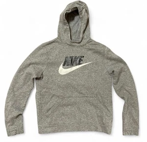 Nike Hoodie Grey Youth Kids Size Large Long Sleeve Large Logo Swoosh Sweatshirt - Picture 1 of 3