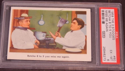 1959 3 Stooges Fleer Non Sports Card #60 PSA 6 Betcha 8 to 5 - Image 1 of 3