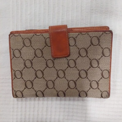 OROTON Cream Brown Canvas and Tan Leather Logo Clutch Wallet 6x4 - Image 1 of 4