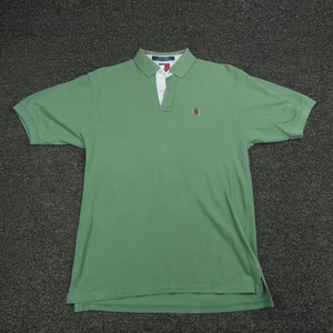 Tommy Hilfiger Poloshirt Jungen Extra Large Grün Wappen Logo Gestreift Knopfleiste - Bild 1 von 8