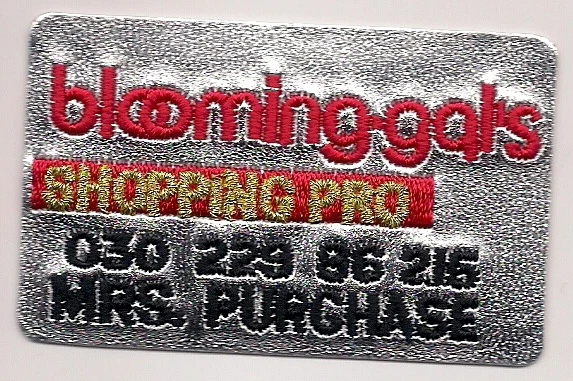 Parche bordado parodia tarjeta de crédito floreciente plateado brillante Foto 1 de 1