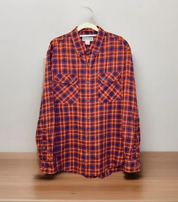 Duluth Trading Co. Men's Size XL Plaid Free Swingin Flannel Shirt Orange Red - Image 1 of 4