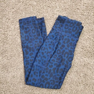 Gap Fit Blue Black Animal Print Girls Active Leggings Medium 8 Stretch Comfort - Image 1 of 4