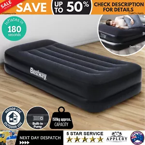 Air Mattress Bed Single Size Inflatable Camping Beds Built-in Pump - Picture 1 of 9
