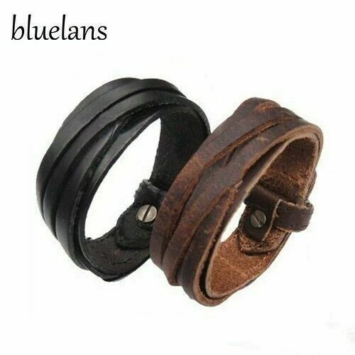 Bluelans Männer Frauen Multi Tanga geflochten dünne Lederarmband  Bracelet TOP - Bild 1 von 4