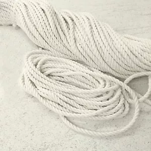 8 mm x 45 m Natural White Pure Untreated Cotton Rope Bag Handle, Macrame Craft - Picture 1 of 4