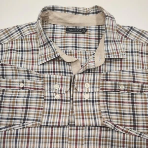 Nautica Herren blau grau burgund kariert Langarm Button Down Hemd Größe XL - Bild 1 von 7