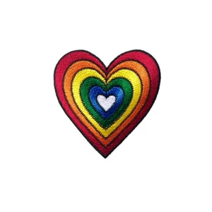2.75x2.75 Iron-On Embroidered Appliqué Patch - RAINBOW HEART - Picture 1 of 5