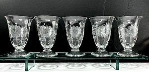 Set of 5  W.J. Hughes CORNFLOWER 5" Footed Optic WATER GLASSES, 8 oz., MINT! - Bild 1 von 7