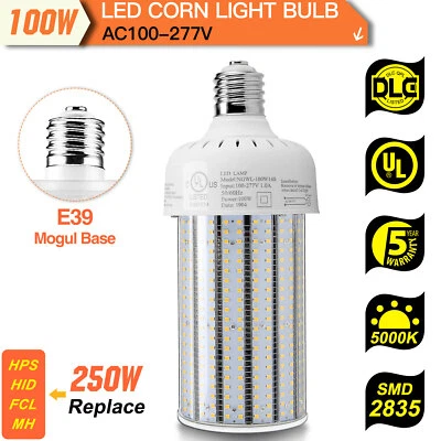 100W LED Corn Cob Light Bulb, Replace for 400 Watt HPS/HID Lamp E39 Mogul Base - Image 1 of 4