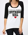 "Everyone Loves a Southern Girl" Black & White Jersey style Tee Shirt top NEW