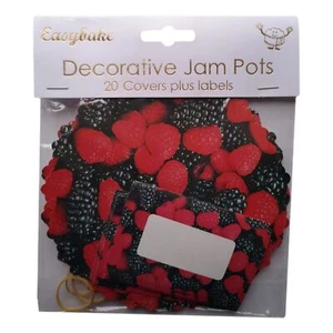 20 Mixed Berries Jam Pot Covers, Wax Discs, Rubber Bands and Self-Adhesive Label - Picture 1 of 1