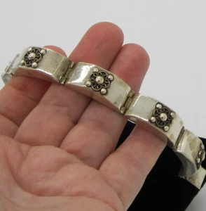 Estate Vintage JFG Guadalajara Mexico Mid Century Sterling Silver Link Bracelet - Picture 1 of 7