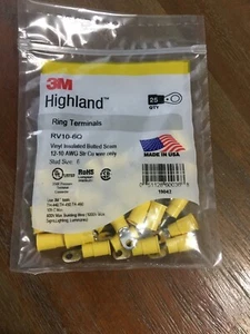 3M Highland Ring Terminals RV10-6Q Vinyl Insulated AWG 12-10 - Picture 1 of 4