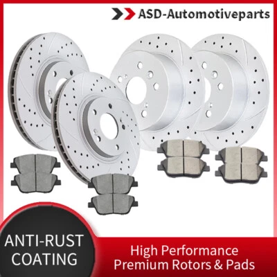 Front Rear Rotors Brake Pads Fit 2011 - 2014 2015 Hyundai Sonata Kia Optima Kits — 第 1/4 张图片