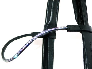 FSS VEGA 2 row TINY CLEAR AB AURORA Curve Crystal WAVE Bling FINE Browband NEW - Picture 1 of 8