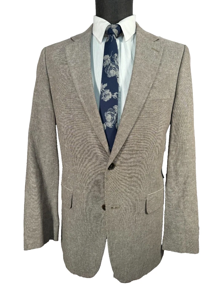STAFFORD Mens Brown Khaki LINEN COTTON Classic Sport Coat Blazer Jacket SIZE 40R - Image 1 of 4