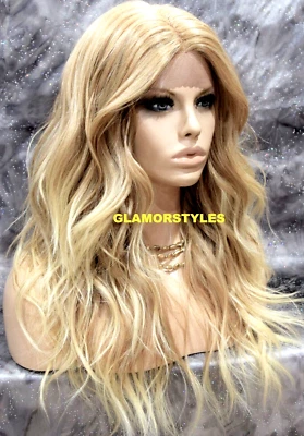 PELUCA COMPLETA FRONTAL DE ENCAJE LARGA ONDULADA CAPAS RUBIA MEDIANA MEZCLA CALOR OK #T27.613 NUEVA CON ETIQUETAS Foto 1 de 4