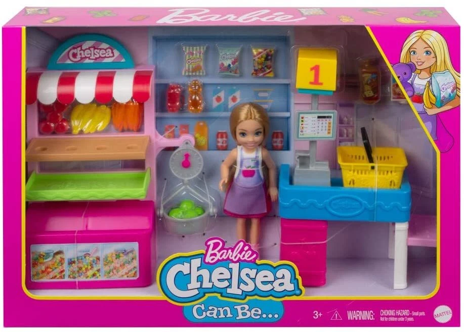 Barbie Chelsea Puppe und Supermarkt Spielset Puppenset für Kinder