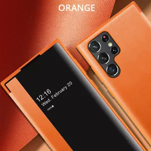 Funda delgada de cuero abatible con vista de ventana ultra inteligente para Samsung S25 Ultra/S24 - Imagen 1 de 14