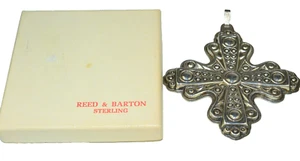VTG REED & BARTON STERLING SILVER 1972 CHRISTMAS CROSS ORNAMENT PENDANT W/ BOX - Picture 1 of 5