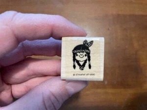 Stampin Up! Small 1" Stamp SMALL NATIVE BRAVE Head Feathers Thanksgiving - Picture 1 of 2