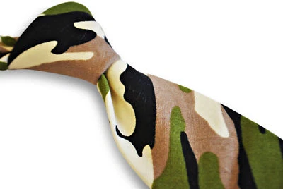 Corbata de lino de diseñador Frederick Thomas para hombre - camuflaje - delgada militar ejército Foto 1 de 2