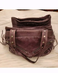 Genuine Leather Botkier Plum Grey Satchel Handbag Great Secondhand Condition - Picture 1 of 10