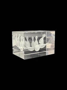 Bowling Kegel Glasblock 5x5x8cm Kristallglas Trophäe Pokal, 3D-Lasergravur - Bild 1 von 2