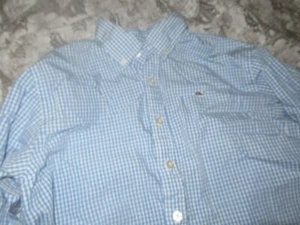 euc Vineyard Vines blue check long sleeve button shirt boys 16 18 free ship US - Picture 1 of 2