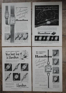 4 x 1952 Hamilton Watch Vintage Magazine Print Ads - Picture 1 of 1