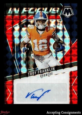 2025 Panini Mosaic In Focus Signatures Red Troy Franklin AUTO 086/199 BRONCOS - Image 1 of 2