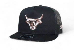 Lost Calf 3D Logo Black Cow Print - Hüte Cap - Rindsleder schwarz flach - Bild 1 von 4