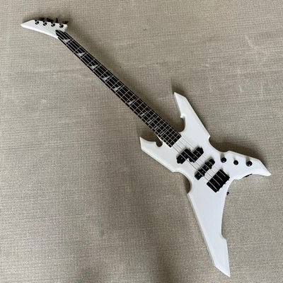 Warrior  White Special Shape Electric Bass Guitar 4 String Rosewood Fretboard - Image 1 of 4
