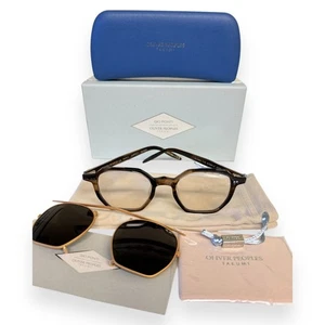 Oliver Peoples G. Ponti - 5 Brille Clip-On Sonnenbrille Kristall Braun Gold mit Etui - Bild 1 von 15