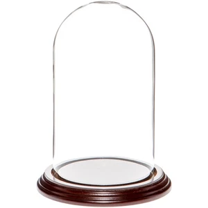 Plymor 4" x 7" Glass Display Dome Cloche (Dark Mahogany Veneer Base) - Picture 1 of 1