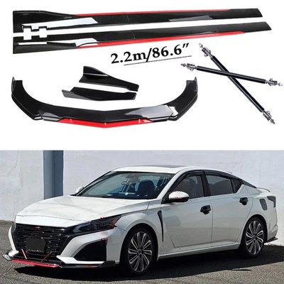 Front Bumper Lip Splitter Spoiler Gloss Black Red For Nissan Sentra SR SV SE-R Foto 1 de 4