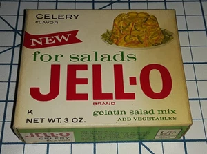 RARE early 1960s Full CELERY Flavor Sealed Jello Box #1 NOS Jell-o Gelatin - Picture 1 of 10
