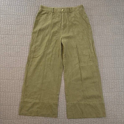 Брюки женские Joie из льняной смеси средние зеленые богемные широкие штанины для прибрежного курорта цветущие - Изображение 1 из 4