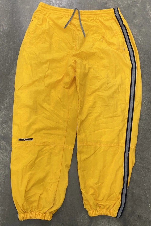 复古男式 90 年代 Y2K Abercrombie & Fitch 裤子尺寸 XL Thrash Bolt 条纹网眼布 — 第 1/4 张图片