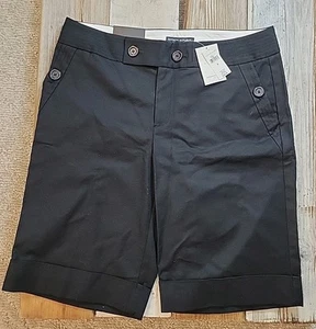 Banana Republic Jackson Cuffed Bermuda Dress Shorts Black Size 8 NWT - Picture 1 of 5