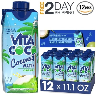 12 Pack Pure Organic 11.1 Oz Coconut Water Natural Electrolytes No Sugar Added - Image 1 of 4