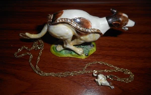 Greyhound Enamel & Crystal Trinket Box with Matching Necklace Kingspoint Design - Picture 1 of 8