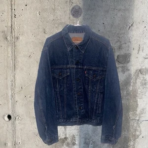 Vintage Levis Denim Trucker Jacket Type 3 III Size 44 USA Made 70506-0216 Dark - Picture 1 of 5