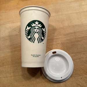 Starbucks Reusable Hot Cup, off White With green Logo - Picture 1 of 3