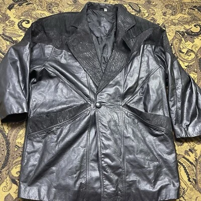 Chaqueta de cuero negra de colección años 80 Preston York gamuza Burnout grunge para mujer talla L Foto 1 de 4