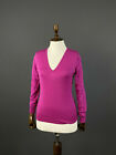 Ladies John Smedley Pink Merino Wool Long Sleeve V-Neck Sweater Size M