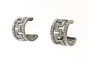 9901446-d Ohrringe Halb-Creolen Swarovski-Steine geometrisch 925er Silber L1,5cm - Bild 1 von 3