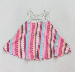 Mudd Girls Tank Top Pink Flowy White Crochet Lace Size 7 / 8 Summer Beach Travel - Picture 1 of 16