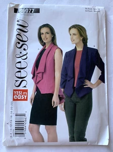 Vest Jacket Pattern Uncut Butterick Pattern B6077 Misses Size 6-22 - Picture 1 of 4